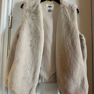 Old Navy Cream Faux Fur Vest